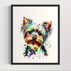 Yorkshire Terrier Art Poster Canvas Painting Frameless